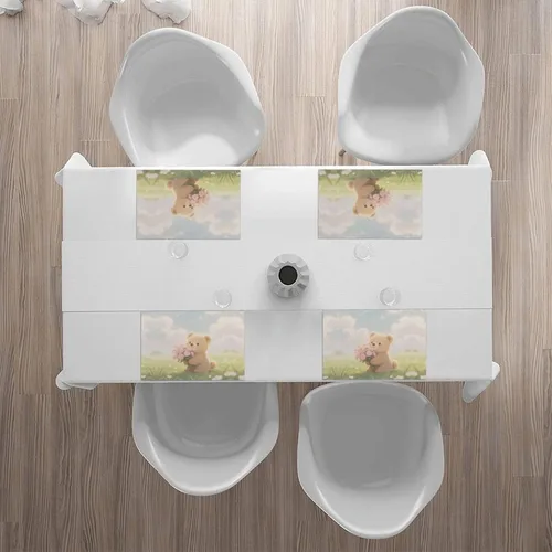 Vista 6 de Rectangular Placemats Set of 4, Heat Resistant Bear Printed Kitchen Dining Table Mats