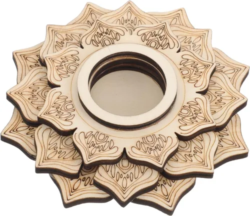 Vista 7 de Angoily Soporte de bola de cristal de 4.40 pulgadas, base de loto, soporte de esfera de madera, exhibición decorativa de mesa para decoración