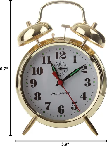 Vista 4 de AcuRite 15605 Reloj despertador vintage con doble campana