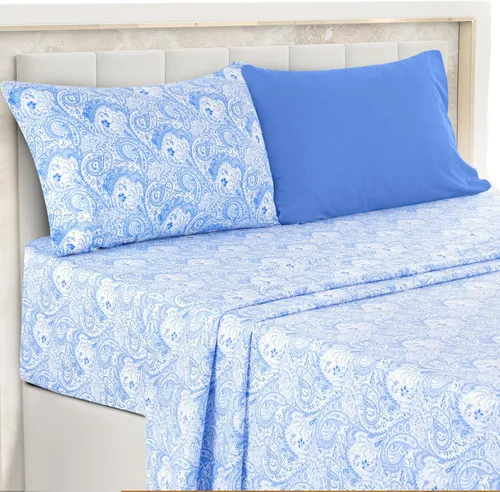 Vista 18 de LDC LUX Décor Colección - Juego de sábanas para cama de tamaño individual con estampado de cachemira – 4 piezas de sábanas de microfibra ultra
