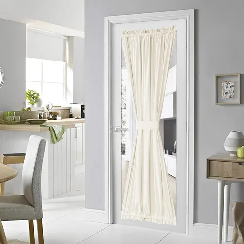 Vista 10 de NICETOWN Cortina negra de terciopelo para puerta de cocina/baño/patio/puerta corrediza de vidrio, aislante, con bolsillo para barra, insonorizante