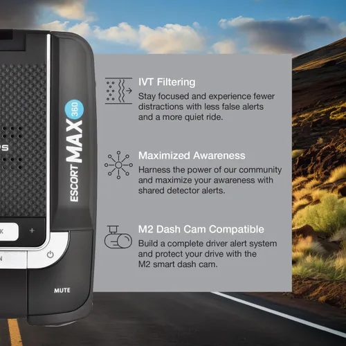 Vista 4 de Detector de radar láser Escort MAX 360 - GPS, alertas direccionales, antena dual delantera y trasera, conectividad Bluetooth, alertas de voz