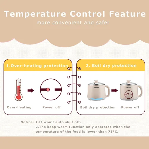 Vista 8 de Dezin Olla caliente eléctrica de 2L y cocina rápida de fideos de 1.6L
