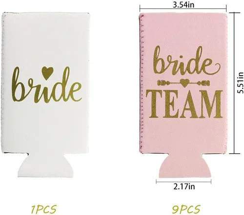 Vista 2 de LADY&HOME Bachelorette Slim - Enfriadores de latas para dama de honor, juego de 10 enfriadores de latas para novia y novia del equipo para despedida