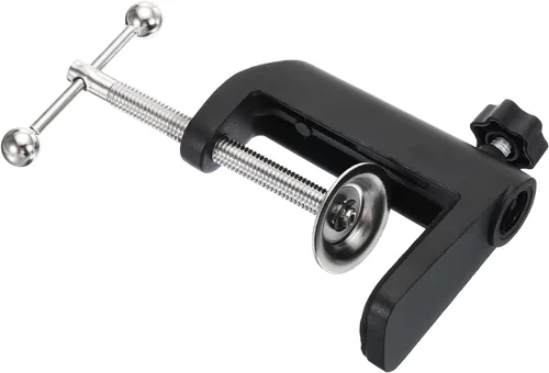 Vista 3 de PATIKIL Abrazadera de escritorio de 0.49 pulgadas de diámetro del orificio, soporte universal ajustable con abrazadera en C para micrófono, brazo