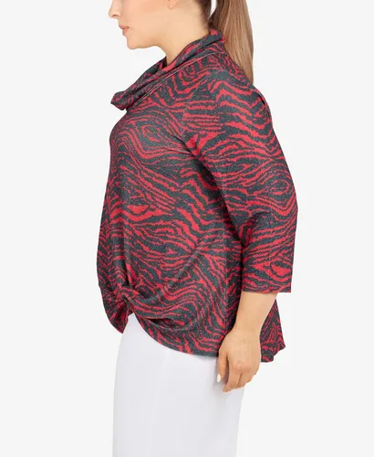 Vista 8 de Ruby Rd. Top metálico de rayas de cebra para mujer de talla grande