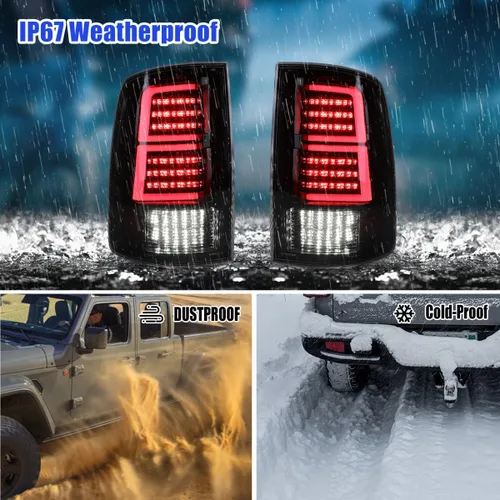 Vista 7 de Nixon Offroad Conjunto de luces traseras LED para Dodge Ram 1500/2500/3500 2009-2018 con modelo de luces traseras halógenas de fábrica, luces