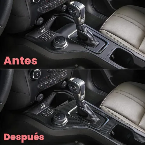 Vista 2 de ruihe Patrón de fibra de carbono para palanca de cambios de coche, panel de consola, cubierta de marco para Ford Ranger 2019 2020 2021 2022 versión