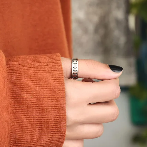 Vista 7 de Boho-Magic Anillo giratorio de plata de ley 925 para hombres y mujeres celestiales joyería