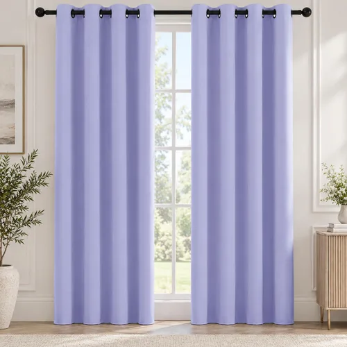 Vista 12 de Deconovo Cortinas 100% opacas de 84 pulgadas de largo para dormitorio con Gris ceniza