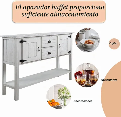 Vista 7 de LKTART Mesa Consola de Madera Maciza Estilo Granja, Mesa de Sofá con Cajones de Almacenamiento y Estantes, Mesa de Entrada para Recibidor, Pasillo