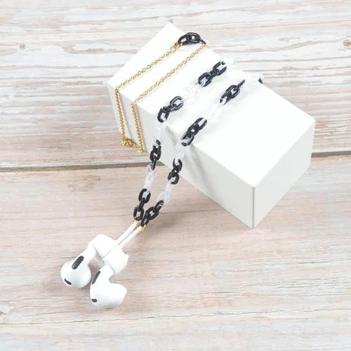Vista 2 de Cadena magnética antipérdida para mujer, cadena de cuentas de ojo dorado compatible con Airpods Pro, 1,2 3