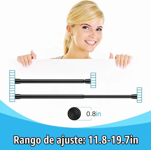 Vista 3 de AIZESI 2 piezas Barras de Tensión Pequeñas Negras de 12 a 19 Pulgadas Barra de Cortina de Tensión Ajustable Mini Barra de Armario Barra de Resorte