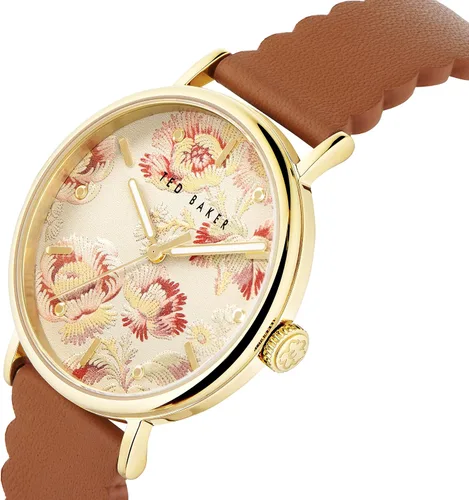 Vista 2 de Ted Baker Reloj Phylipa Bloom Tan Correa de cuero (Modelo BKPPHF2099I), Beige, Reloj con correa de cuero Phylipa Bloom 3H de 1.457 in