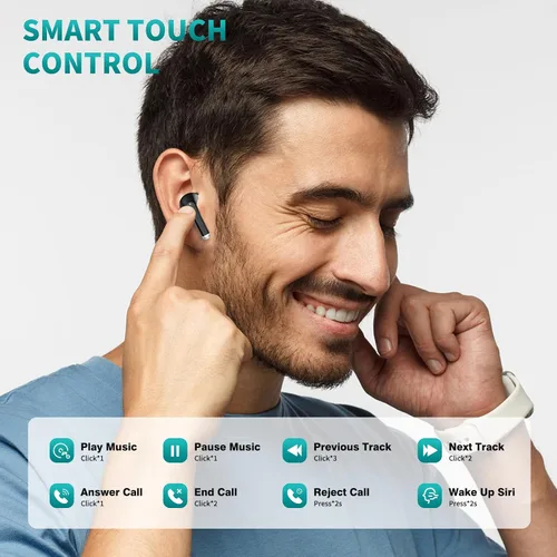 Vista 6 de ACAGET Auriculares inalámbricos para Samsung Galaxy S24 Ultra S25 S23 FE S22 S21 Plus Bluetooth 5.3 Auriculares con cancelación de ruido para iPhone