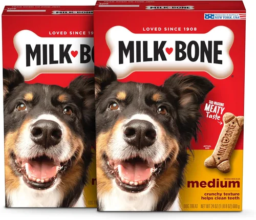 Vista 8 de Milk-Bone Original Dog Treats Galletas para perros grandes, 24 libras (paquete de12) 24 onzas. cajas, sabor carnoso que menea la cola, 15%