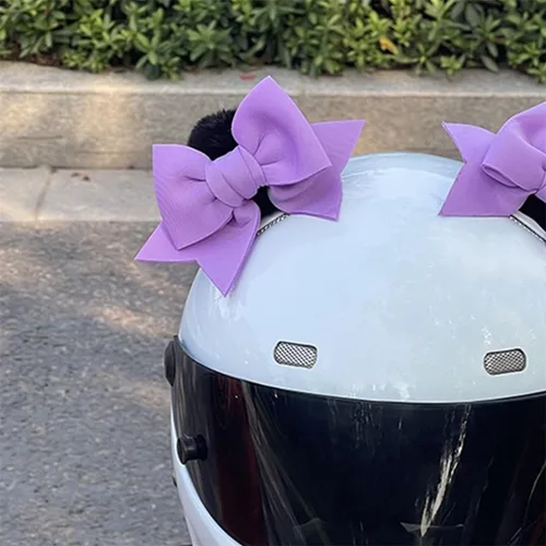 Vista 2 de 2 piezas de decoración de arco para casco autoadhesiva, accesorios para casco de felpa con orejas de gato para motocicleta, decoración para esquí