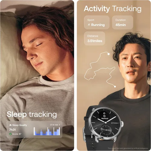 Vista 6 de WITHINGS ScanWatch 2 - Hybrid Smart Watch, Heart Rate Monitoring, Fitness Tracker, Cycle Tracker, Sleep Monitoring, GPS Tracker, 30-Day Battery