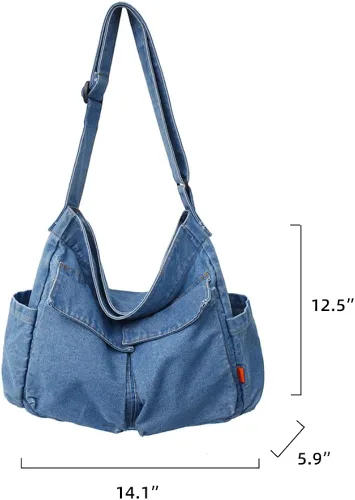 Vista 7 de Yohora Bolso de hombro de mezclilla, estilo casual, ligero, retro, de viaje, bolso cruzado para adolescentes, niñas y mujeres