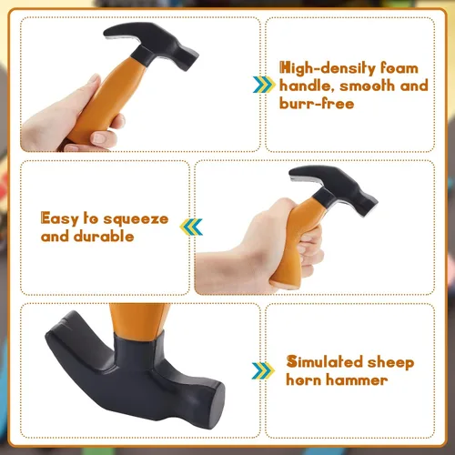 Vista 4 de Zhanmai 2 martillos de espuma de juguete, regalo divertido para niños y niñas, martillos de simulación para liberar la ansiedad, juguete educativo