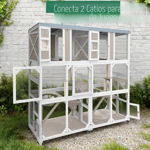 Vista 7 de Catio portátil de 63" con ruedas, recinto para gatos al aire libre