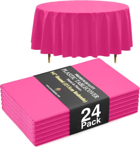 Vista 56 de Exquisite 66% Thicker Premium Aqua Round Tablecloth 0.5 Mil 6 Pack Plastic Table Cloth Disposable 84 Inch Round Plastic Tablecloth Won't Tear Easily