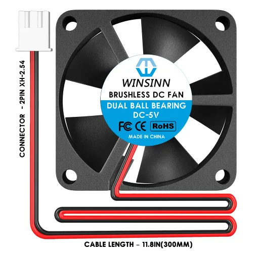 Vista 3 de WINSINN Ventilador de 1.378 in, 5 V, rodamiento de bolas dual, sin escobillas, 3510, 1.378 x 0.394 in, alta velocidad (paquete de 5 unidades)
