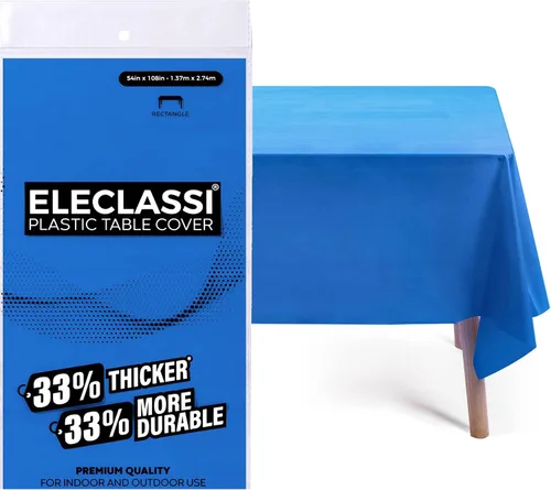 Vista 34 de Eleclassi Negro Paquete de 12 Manteles Redondos de Plástico Desechables Premium - Manteles de Mesa de Plástico Redondos de 84 Pulgadas para Fiestas