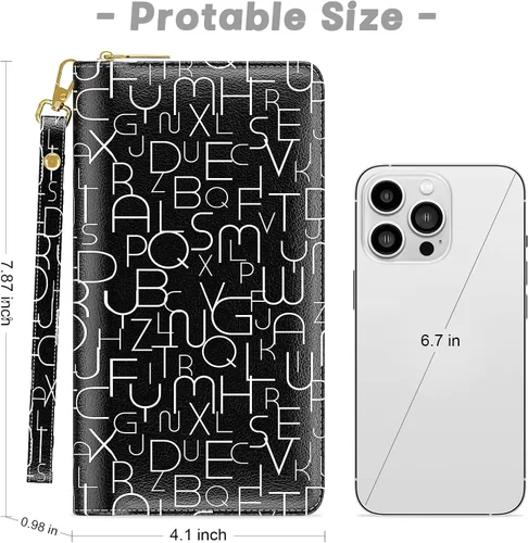 Vista 2 de Cartera para mujer, cartera de pulsera RFID para mujer, monederos de embrague para damas, soporte grande para tarjetas de viaje con soporte