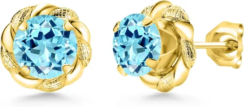Vista 230 de Gem Stone King Aretes de plata de ley 925 de 0.236 in con piedra natal redonda para mujer