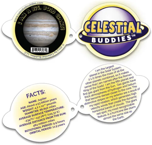 Vista 6 de Celestial Buddies Jupiter Buddy Peluche suave de 12 pulgadas, características bordadas, etiqueta de datos divertidos de planetas para niños