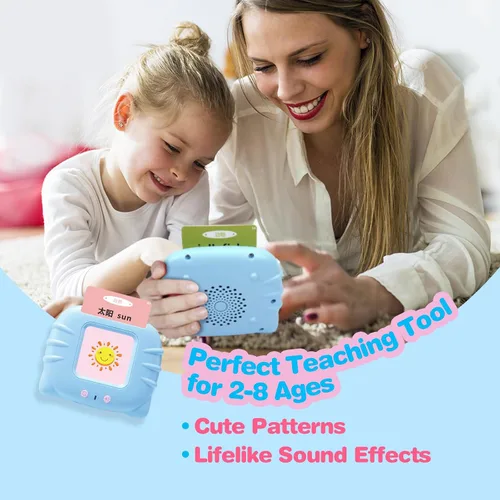 Vista 4 de TimingSXD Tarjetas Didácticas Parlantes Bilingües en Chino e Inglés para Niños Pequeños/Principiantes - Juguete Educativo de Aprendizaje