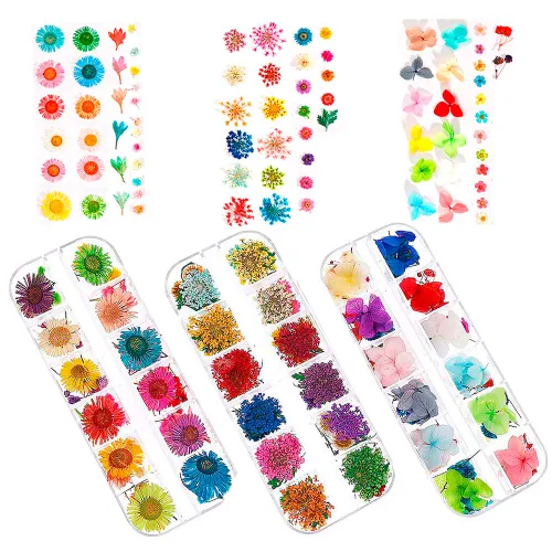 Vista 5 de 324 piezas de arte de uñas de flores secas, kits de accesorios para arte
