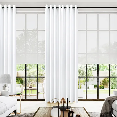 Vista 200 de KOUFALL Cortinas de Baño Aqua para Ventana, Juego de 2 Paneles Decoración Costera Cortinas Cortas Opacas para Ventana Pequeña de Cocina Puerta