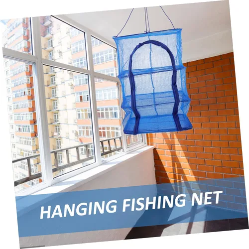 Vista 8 de CHILDWEET Red de pesca de camarones al aire libre de 4 capas de secado de malla colgante cesta secadora de malla secadora Rack