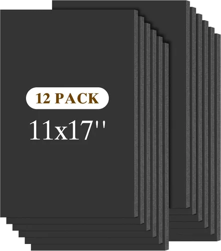 Vista 9 de Mat Board Center - Paquete de 12 tableros de espuma negra de 12 x 12 Negro