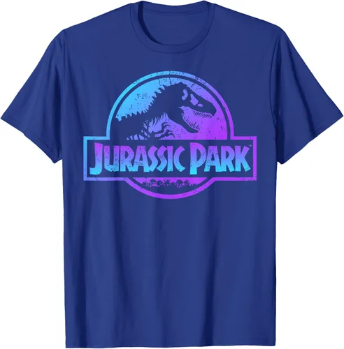 Vista 25 de Jurassic Park Camiseta de manga corta con logotipo Fossil azul y morado Negro