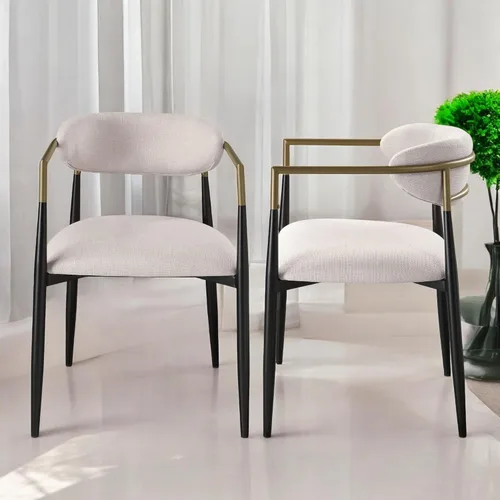 Vista 11 de Acme Jaramillo Barrel - Silla lateral en color beige y negro (juego de 2)