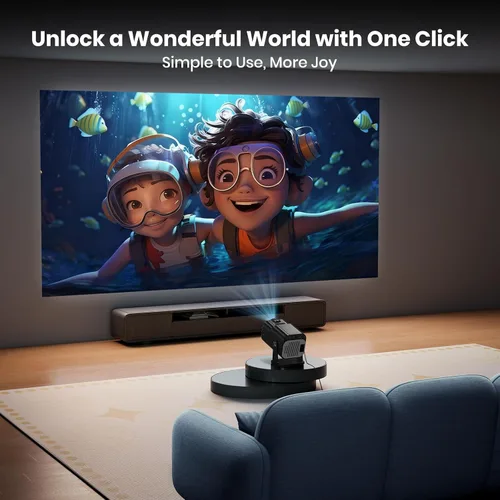 Vista 3 de Proyector 4K con WiFi y Bluetooth, mini proyector nativo de 1080P, portátil, enfoque automático y compatible con Keystone con TV Stick/Memory