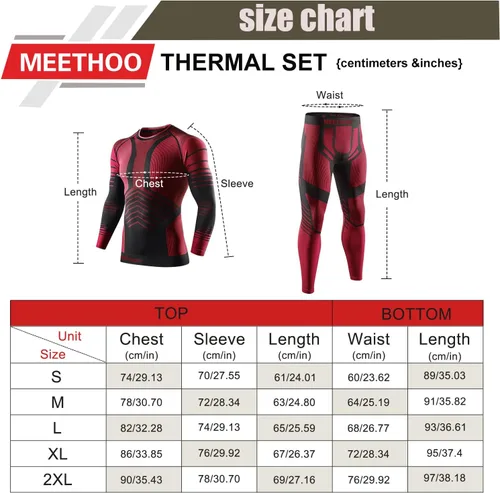 Vista 6 de MeetHoo Conjunto de ropa interior térmica para hombre, ropa de invierno para hombre, capa base de capa base larga
