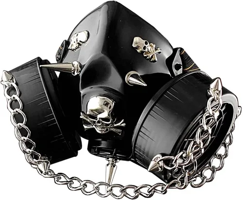 Vista 4 de SteamPunk Chain Spike Vintage Cosplay Masuqes máscara respirador de gas M2