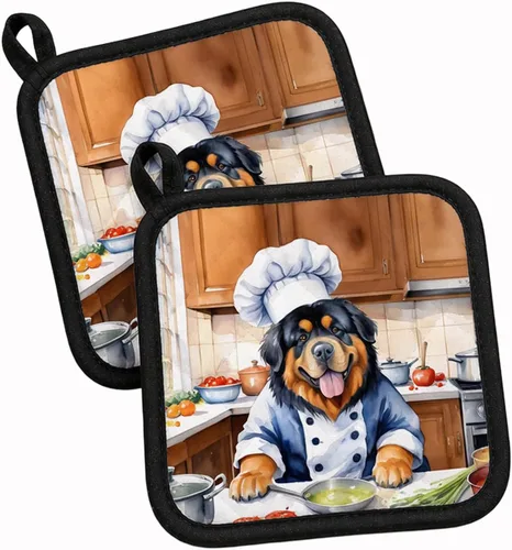Vista 51 de Caroline's Treasures Coton de Tulear El Chef Par de Agarraderas de Ollas de Cocina Resistentes al Calor Juegos de Agarraderas de Ollas Almohadillas