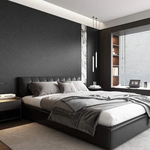 Vista 6 de Black Contact Paper Peel and Stick Wallpaper for Cabinets and Drawers Negro
