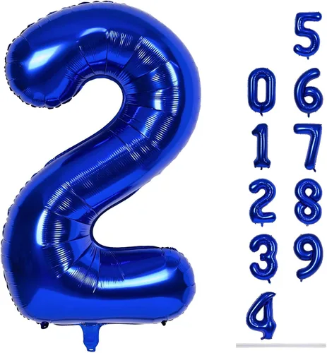 Vista 135 de Globo negro del número 0 para niñas y niños, 40 pulgadas, grande, número 0-9, de papel de aluminio, de Mylar para helio, juego de globos digitales