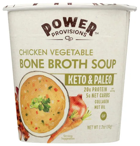 Vista 6 de Power Provisions Tazas de Caldo de Hueso de Cheddar y Brócoli - Taza de Sopa Instantánea Keto - Infundido con Colágeno y 17g de Proteína - Sopa Sin