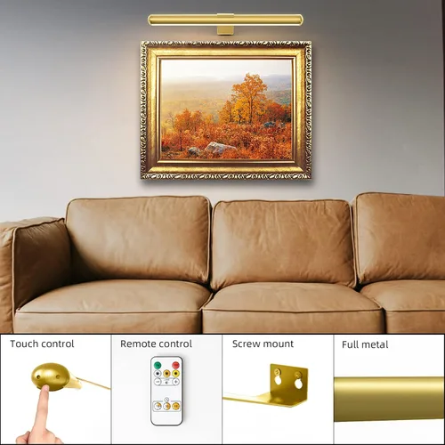 Vista 4 de Battery Picture Lights 16 inch-2PACK , Wireless Rechargeable Painting Light for Art with Remote, Full Metal Led Picture Lights Dimmable Wall Light