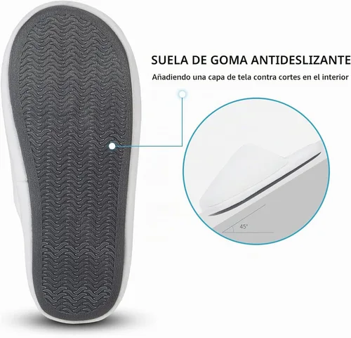 Vista 4 de 3 pares de pantuflas de spa de lujo, espuma viscoelástica de algodón, antideslizantes, puntera cerrada, lavables para hoteles, invitados, viajes