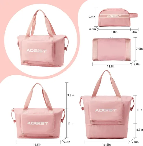 Vista 5 de Travel Bags for Women, Weekender Bag with Toiletry Bag, Travel Tote Bag Carry On Bag Overnight Shoulder Bag with Wet Pocket