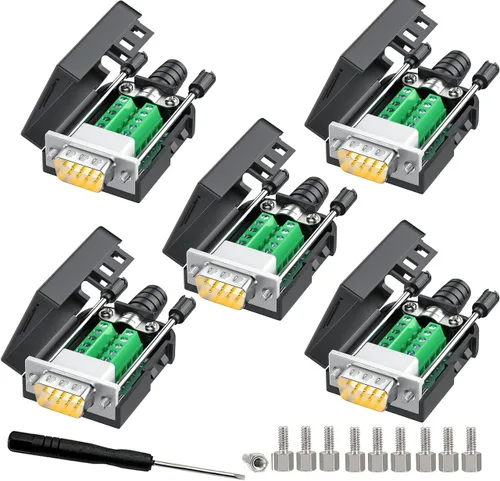 Vista 9 de 2 adaptadores hembra DB9, fácil de usar, cable serie RS232/485, no necesita soldadura, conectores serie DB9 con pernos, tuercas, tubos traseros