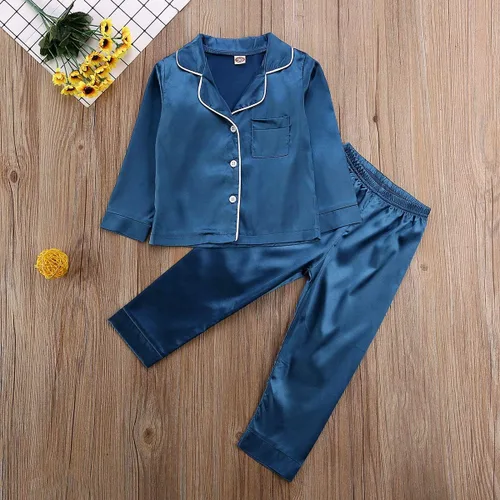 Vista 74 de Conjunto de pijama de manga larga con botones para niña pequeña, conjunto de ropa de dormir